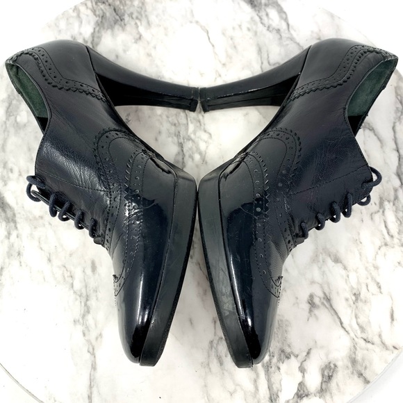 Via Spiga Wingtip Lace Up Leather Oxford 7 Retro Classic Preppy Academia Pinup - Picture 7 of 16